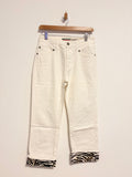 Please weiße Jeanshose Wide Leg gerades Bein Animalprint Gr. S