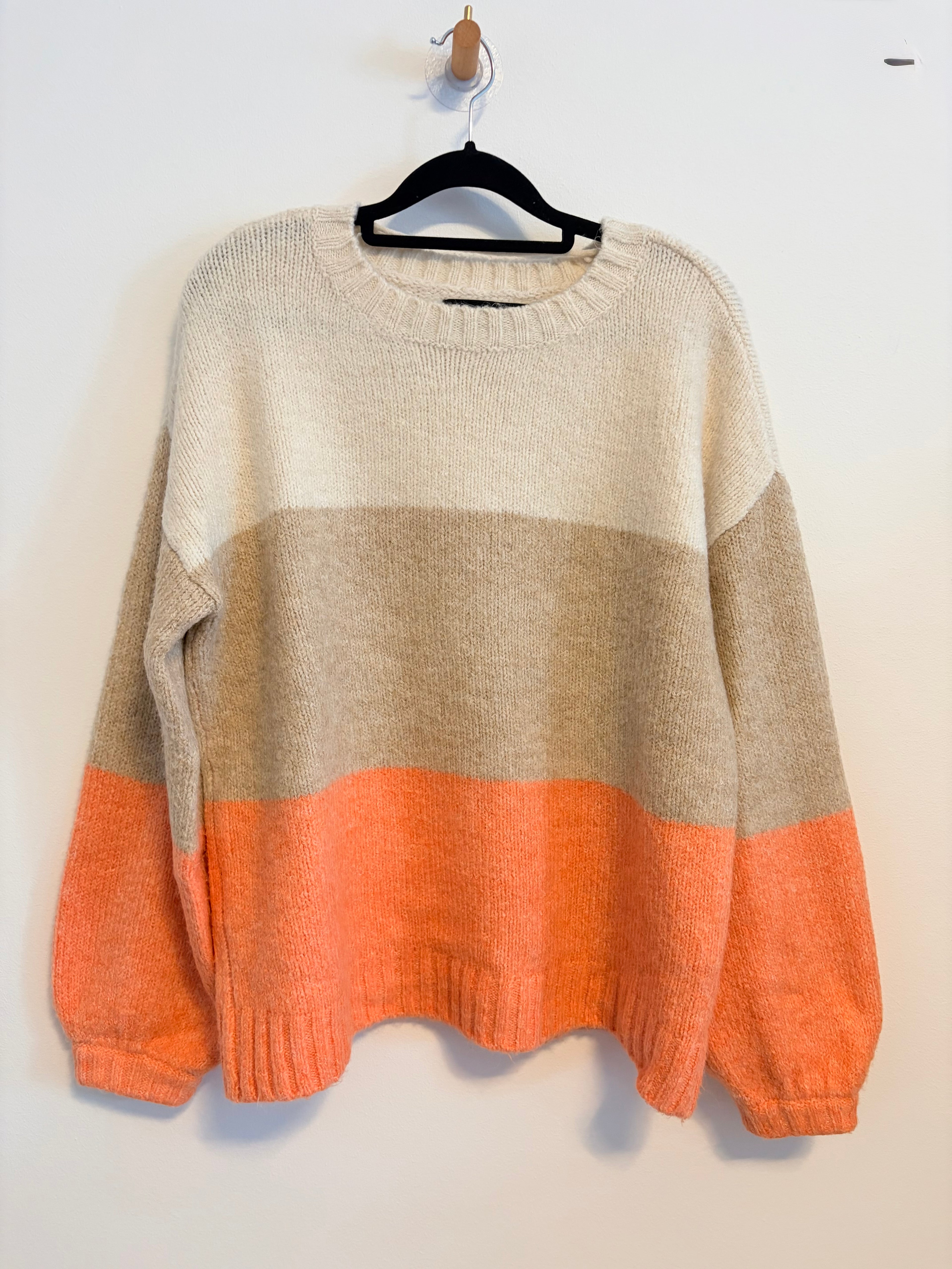 Vero Moda dreifarbiger Strickpullover beige aprikot Gr. XS