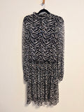 Zara Maxikleid Aninmalprint Zebraprint Volant Gr. S