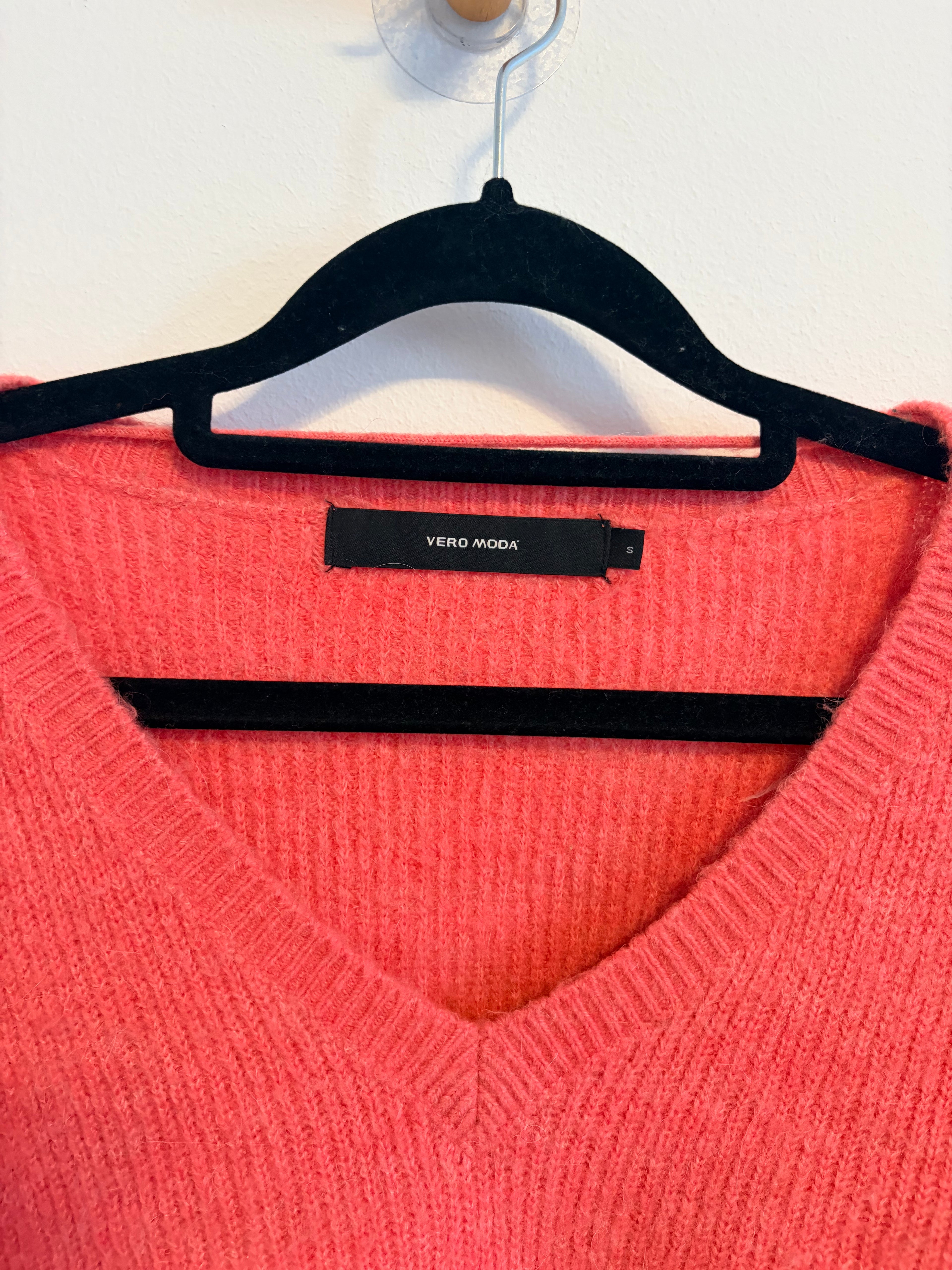 Vero Moda Strickpullover Feinstrick rot pink Gr. S Raffung