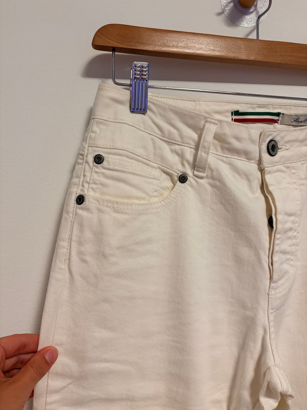 Please weiße Jeanshose Wide Leg gerades Bein Animalprint Gr. S